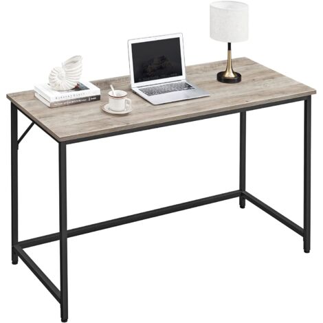 Vasagle – Bureau droit 120 x 60 x 75 cm en métal noir – Finition grège – Montage facile – Pour télétravail et petits espaces