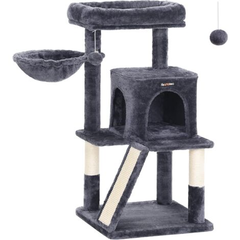 FEANDREA Arbre à Chat, Tour de Jeux, Grand Plate-Forme, Gris Foncé PCT51G