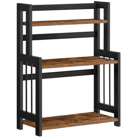 Songmics – Étagère à épices 3 niveaux en bambou et MDF – Dimensions 18 x 41 x 53 cm – Marron rustique et noir – Organisateur pour cuisine et bureau
