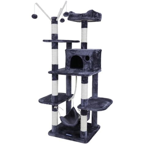 main image of "FEANDREA Arbre à chat Hauteur de 154cm Perchoir pour Chat grande capacité griffoir niches colonnes renforcées Gris foncé par SONGMICS PCT86G - Gris foncé"