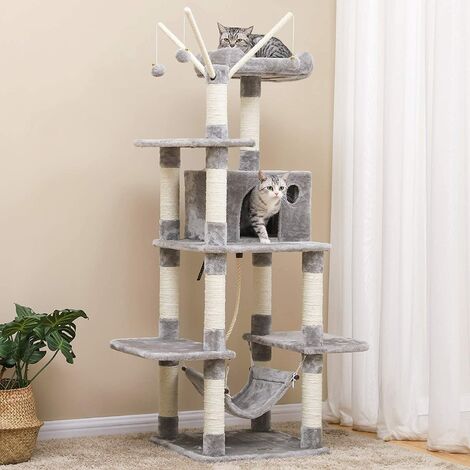 Feandrea Arbre A Chat Hauteur De 154cm Perchoir Pour Chat Grande Capacite Griffoir Niches Colonnes Renforcees