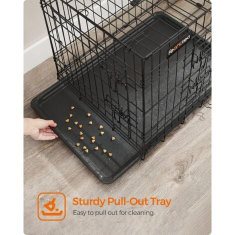 Feandrea Cage pour Chien Pliable avec 2 Portes, Plateau Amovible, Noir - 92,5 x 57,5 x 64 cm