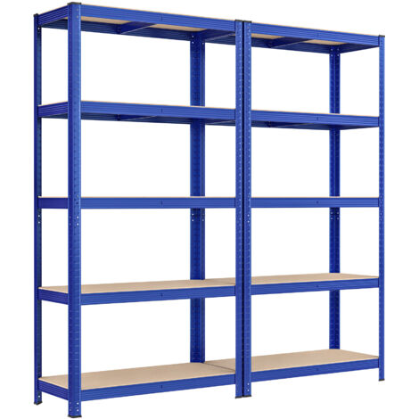 Songmics – Lot de 2 rayonnages 5 niveaux 180 x 90 x 40 cm – Charge lourde 175 kg/niveau – Acier traité – Pour garage et atelier