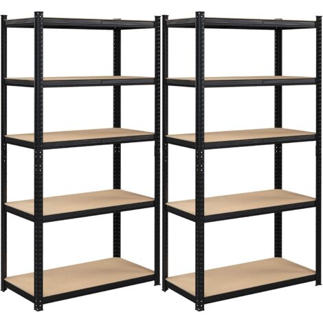 Songmics – Lot de 2 rayonnages 200 x 100 x 50 cm – Étagères métalliques charge lourde – Capacité 120 kg/niveau – Pour garage et atelier