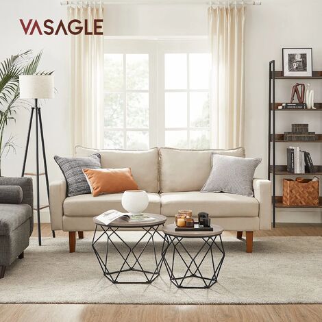 VASAGLE Tables Basses, Lot de 2, Tables d'Appoint, Tables de Salon, Bouts de Canapé, Cadre en Acier Robuste, pour Salon, Chambre, Style Industriel, Grège et Noir par SONGMICS LET040B02