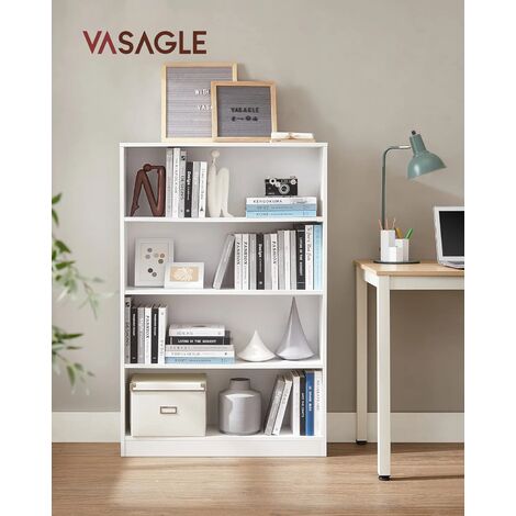 VASAGLE Bibliothèque, Étagère à 4 Niveaux, Meuble de Rangement, avec Étagères Réglables en Hauteur, pour Salon, Chambre, Bureau, 80 x 24 x 121,5 cm, Blanc par SONGMICS LBC108T14 (1/5)