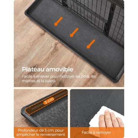 Feandrea Cage pour Chien Lourd, pour Chiens de Taille Grande et Moyennet, Double Porte Amovible, Nettoyage Facile, Parc à Chiens, Noir, 107 x 70 x 74,9 cm
