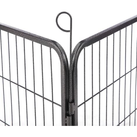FEANDREA Enclos et parc pour chien en métal, Hauteur 70cm, avec Porte, Gris