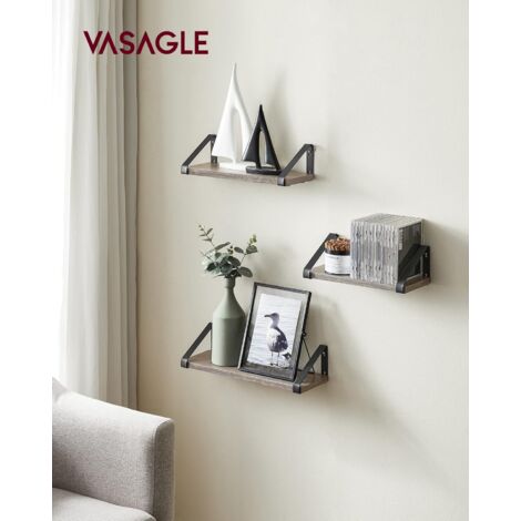 Vasagle – Étagère murale flottante 3 niveaux – Support mural en acier – Charge 5 kg par étagère – Dimensions 12x40x11 cm – LWS033B02