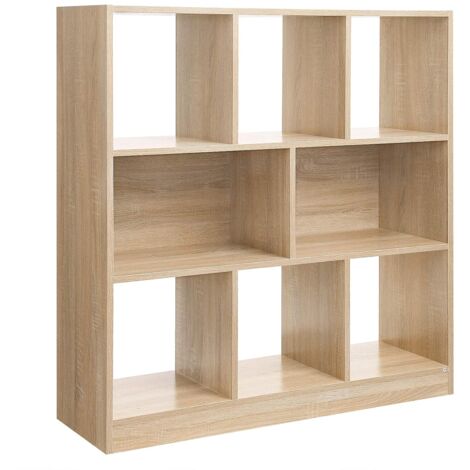 Vasagle – Bibliothèque enfant 97,5 x 30 x 100 cm – Panneau aggloméré avec placage mélamine – Compartiments ouverts et fermés – Couleur boisée