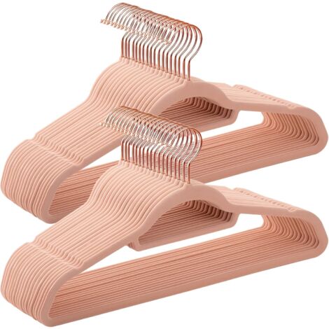 Songmics – Cintres en velours antiglisse – Lot de 50 – Longueur 43,5 cm – Crochet pivotant 360° – Épaisseur 0,6 cm – Pour manteaux, robes, pantalons – Rose clair, rose gold - CRF21PK50