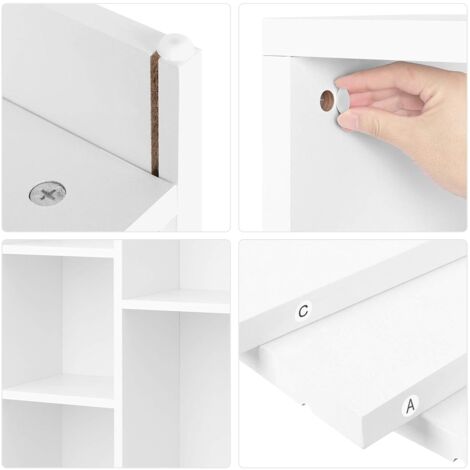 VASAGLE Bibliothèque à 7 Compartiments, Étagère à 7 Cubes Ouverts, Rangement, pour Salon et Bureau, 50 x 24 x 106 cm (L x l x H), Style Industriel, Blanc LBC27WT