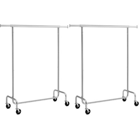Songmics – Portant à vêtements télescopique avec roulettes – Capacité de charge 130 kg – Acier chromé – Dimensions 110-150 x 45 x 160 cm – Lot de 2
