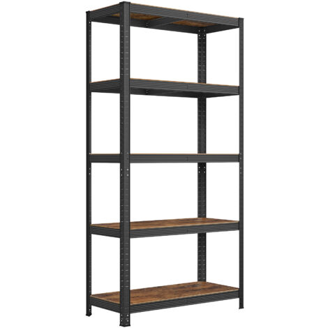 Songmics – Rayonnage étagère 5 niveaux 180 x 90 x 40 cm – Charge 875 kg – Structure acier renforcé – Panneaux aggloméré marron rustique