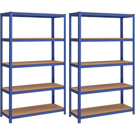 Songmics – Rayonnage étagère 5 niveaux 60 x 120 x 200 cm – Charge 875 kg – Cadre acier – Étagères réglables – Kits anti-basculement inclus