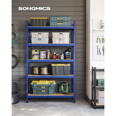 Songmics – Rayonnage étagère charge lourde 5 niveaux 60 x 120 x 200 cm – Acier traité – Capacité 875 kg – Kit anti-basculement inclus