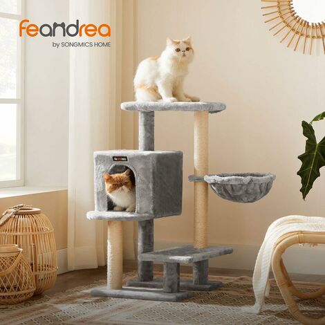 FEANDREA Arbre à Chat, Tour poteaux à gratter 84 cm, Gris Clair (1/5)