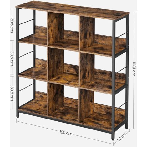 Étagère Industrielle VASAGLE 2 Niveaux 6 Cubes - 120x80x33cm - Marron Et Noir - Bibliothèque Salon Bureau