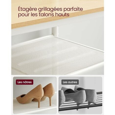 VASAGLE Portemanteau, Vestiaire, Meuble d’Entrée,35 x 98 x 180 cm, avec Miroir, Banc et Étagère à Chaussures, Style Industriel - Chêne et Blanc