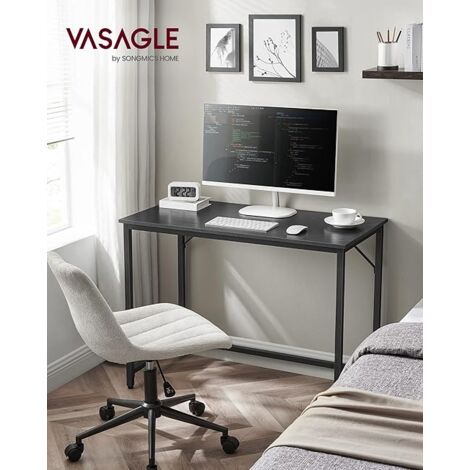 Vasagle – Bureau droit noir 100 x 50 x 75 cm – Panneau aggloméré et acier – Pieds réglables pour stabilité – Style industriel moderne