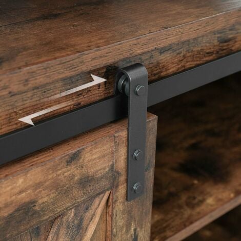 VASAGLE Meuble TV, Support télé, avec Portes coulissantes Imitation Grange, pour téléviseurs jusqu'à 60 Pouces, étagère réglable pour Console et Box, Style Industriel, Marron Rustique et Noir par SONG