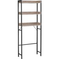 Étagère WC, à 3 Niveaux, Étagère de Toilettes, Étagère de Salle de Bain, Peu encombrante, Facile à Monter, pour buanderie, Style Industriel, Grège et Noir
