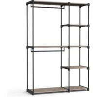 Armoire de Rangement, Penderie Pliable, Dressing, Armoire Métallique, avec Barres de Suspension, Porte-vêtements, Organisateur, pour Vestiaire, Chambre, 43 x 124 x 182 cm, Taupe