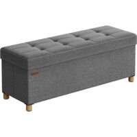 Songmics – Pouf coffre de rangement pliable 38 x 110 x 40 cm – Tissu respirant façon lin – Coins renforcés – Assise confortable gris foncé