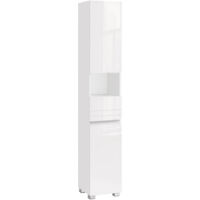 Vasagle – Colonne de salle de bain avec tiroir et étagères réglables – Dimensions 30 x 30 x 170 cm – Panneau MDF blanc – Rangement optimisé avec 6 compartiments