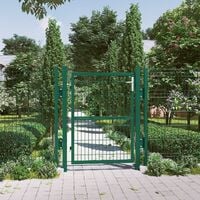 Portail de Jardin en Acier galvanisé Robuste et Durable avec Serrure et clé Vert 125 x 106 cm GGD175L - Vert