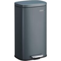 Songmics – Poubelle à pédale 30L en acier gris – Couvercle à fermeture douce – Seau intérieur amovible – Design compact pour cuisine