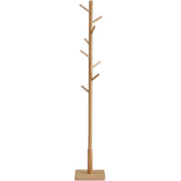 Vasagle – Portemanteau en bois d'hévéa 8 crochets – Dimensions 30 x 30 x 176 cm – Capacité 24 kg – Support stable pour manteaux et chapeaux