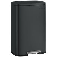 Songmics – Poubelle à pédale 50L en acier noir – Seau intérieur amovible – Fermeture douce – Dimensions 42,5 x 31,8 x 65,7 cm