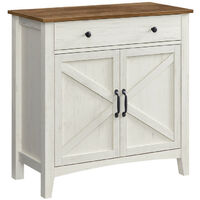 Vasagle – Buffet de rangement avec tiroir et étagère réglable – Style campagne blanc rustique et marron miel – Dimensions 40x80x80 cm – Pour salon et cuisine