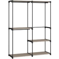 SONGMICS Armoire de Rangement, Penderie Pliable, Dressing, Armoire Métallique, avec Barres de Suspension, Porte-vêtements, pour Vestiaire, Chambre, 138 x 43 x 182 cm, Taupe