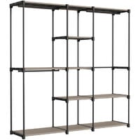 SONGMICS Armoire de Rangement, Penderie Pliable, Dressing, Armoire Métallique, avec Barres de Suspension, Porte-vêtements, pour Vestiaire, Chambre, 182 x 43 x 182 cm, Taupe