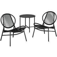 Songmics – Ensemble salon de jardin 3 pièces – 2 chaises Acapulco et table d’appoint – Structure en acier traité – Confort ergonomique – Noir d'encre
