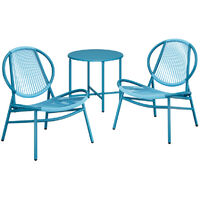 Songmics – Ensemble salon de jardin 3 pièces – 2 chaises Acapulco et table d’appoint – Structure en acier traité – Confort ergonomique – Bleu lac