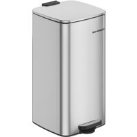 Songmics – Poubelle à pédale 30 L en acier inoxydable – Seau intérieur avec poignées – Système de fermeture douce – Antidérapante – Argent
