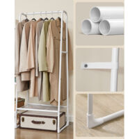Portant à Vêtements Autoportant Avec 4 étagères – Métal Et MDF, Dimensions 100x40x150 Cm, Blanc, Pour Chambre Ou Salon