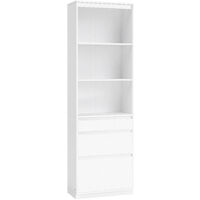 Vasagle – Bibliothèque haute 180 cm – 3 tiroirs réglables – Étagères amovibles – Blanc neige – Gain de place pour salon, chambre, bureau