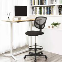 Songmics – Tabouret de bureau ergonomique réglable – Siège pivotant 360° avec repose-pieds circulaire – Charge max 120 kg – Noir OBN15BK