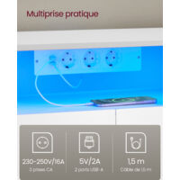 Meuble TV, Longueur Réglable 162-270 Cm, Blanc Nuage Et Beige Naturel - Meuble TV