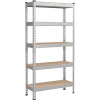 Rayonnage Étagère pour Charges Lourdes, Étagère de Rangement, Étagère de Cuisine, 5 Niveaux, 30 x 75 x 150 cm, Capacité de Charge 875 kg, pour Cave, Garage, Bureau, Argent