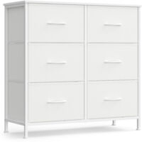 Songmics – Commode enfant 6 tiroirs – Structure acier et panneaux MDF – Tiroirs en tissu non-tissé – Dimensions 30 x 76,7 x 73,7 cm – Blanc nuage et blanc neige