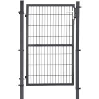 Songmics – Portillon en acier galvanisé 150 x 106 cm – Portail de clôture avec serrure en cuivre et poignée en aluminium – Résistant à la corrosion – Gris