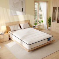 Matelas 140 x 190 cm, Mousse Mémoire de Forme Gel, Matelas Soutien 7 Zones, Housse Lavable, Chambre, Blanc
