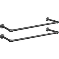 Songmics – Portemanteau mural lot de 2 – Barres de suspension en acier noir – Dimensions 92 x 30 x 7,5 cm – Charge max 50 kg – Installation facile – HSR67BK02