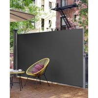 Songmics – Store latéral rétractable 400 x 160 cm – Aluminium gris foncé – Tissu 280 g/m² imperméable – GSA164G01