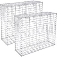 Songmics – Gabion pour pierre 100 x 80 x 30 cm – Acier galvanisé 4 mm – Maille 5 x 10 cm – Assemblage sans outil – Décoration de jardin